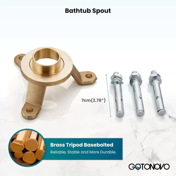imagegotonovo Freestanding Bathtub Faucet Floor Mount Tub Filler Brushed Nickel Single Handle Brass Tap with Hand Shower and 360 Degree Swivel SpoutMatte Black