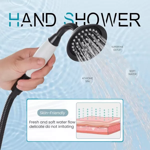 imagegotonovo Freestanding Bathtub Faucet Floor Mount Tub Filler with Double Cross Knobs 360 Rotation Spout High Flow Floor Standing Bathtub Shower Bell Shape Handheld Spray Polished ChromeOil Rubbed Bronze