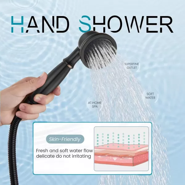 imagegotonovo Freestanding Bathtub Faucet Floor Mount Tub Filler with Double Cross Knobs 360 Rotation Spout High Flow Floor Standing Bathtub Shower Bell Shape Handheld Spray Polished ChromeOil Rubbed Bronze