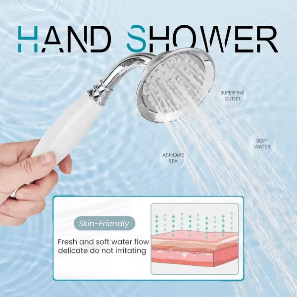 imagegotonovo Freestanding Bathtub Faucet Floor Mount Tub Filler with Double Cross Knobs 360 Rotation Spout High Flow Floor Standing Bathtub Shower Bell Shape Handheld Spray Polished ChromePolish Chrome