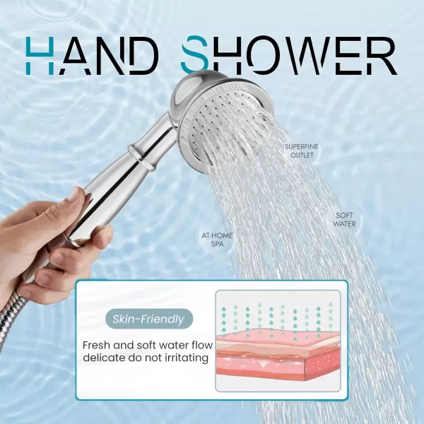 imagegotonovo Freestanding Bathtub Faucet Floor Mount Tub Filler with Double Cross Knobs 360 Rotation Spout High Flow Floor Standing Bathtub Shower Bell Shape Handheld Spray Polished ChromePolish Chrome