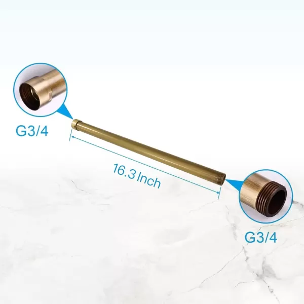 imagegotonovo G34 Shower Extension Tube Shower Extender Bar Longer Shower Pipe Add Shower Height Outdoor Polished Gold 12 InchAntique Brass