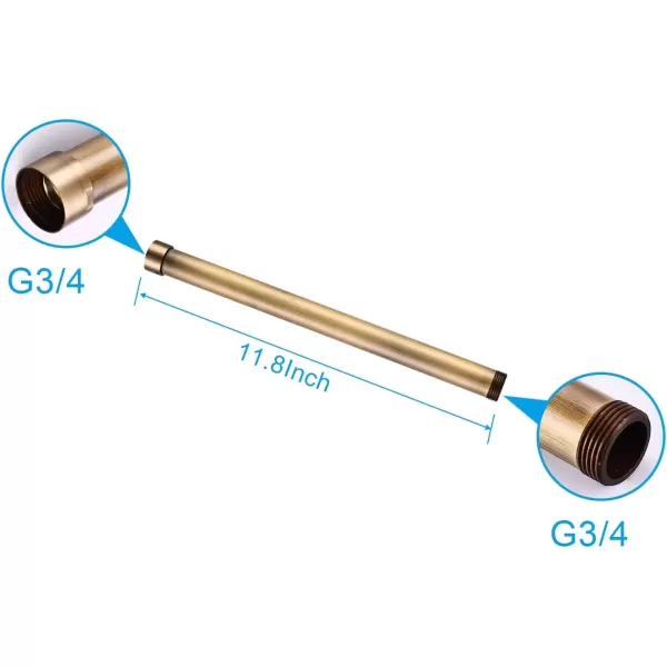 imagegotonovo G34 Shower Extension Tube Shower Extender Bar Longer Shower Pipe Add Shower Height Outdoor Polished Gold 12 InchAntique Brass