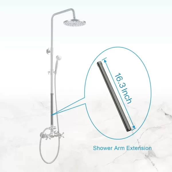 imagegotonovo G34 Shower Extension Tube Shower Extender Bar Longer Shower Pipe Add Shower Height Outdoor Polished Gold 12 InchBrushed Nickel