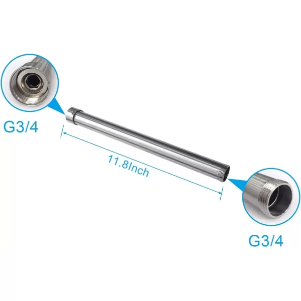 imagegotonovo G34 Shower Extension Tube Shower Extender Bar Longer Shower Pipe Add Shower Height Outdoor Polished Gold 12 InchBrushed Nickel