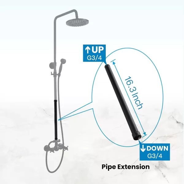 imagegotonovo G34 Shower Extension Tube Shower Extender Bar Longer Shower Pipe Add Shower Height Outdoor Polished Gold 12 InchMatte Black