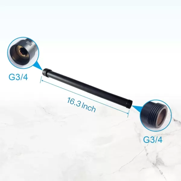 imagegotonovo G34 Shower Extension Tube Shower Extender Bar Longer Shower Pipe Add Shower Height Outdoor Polished Gold 12 InchMatte Black