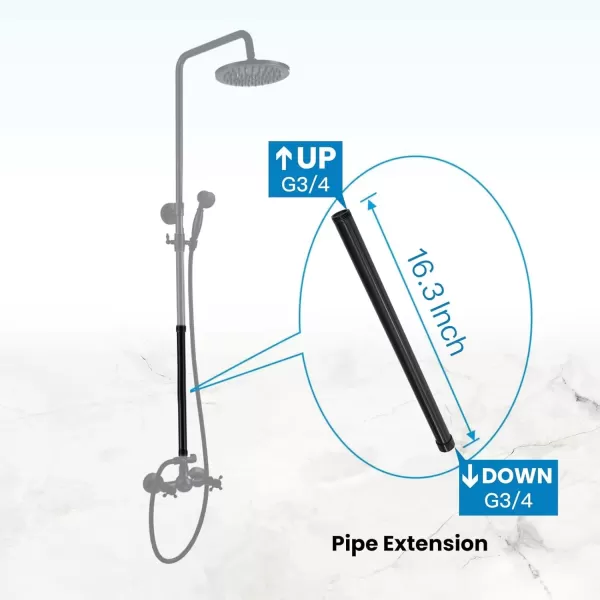 imagegotonovo G34 Shower Extension Tube Shower Extender Bar Longer Shower Pipe Add Shower Height Outdoor Polished Gold 12 InchOil Rubbed Bronze