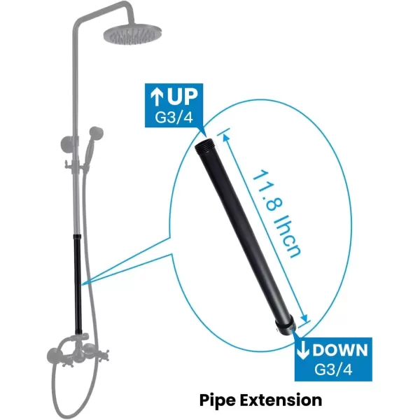 imagegotonovo G34 Shower Extension Tube Shower Extender Bar Longer Shower Pipe Add Shower Height Outdoor Polished Gold 12 InchOil Rubbed Bronze