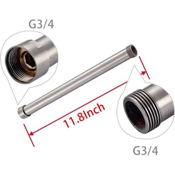 imagegotonovo G34 Shower Extension Tube Shower Extender Bar Longer Shower Pipe Add Shower Height Outdoor Polished Gold 12 InchPolished Chrome