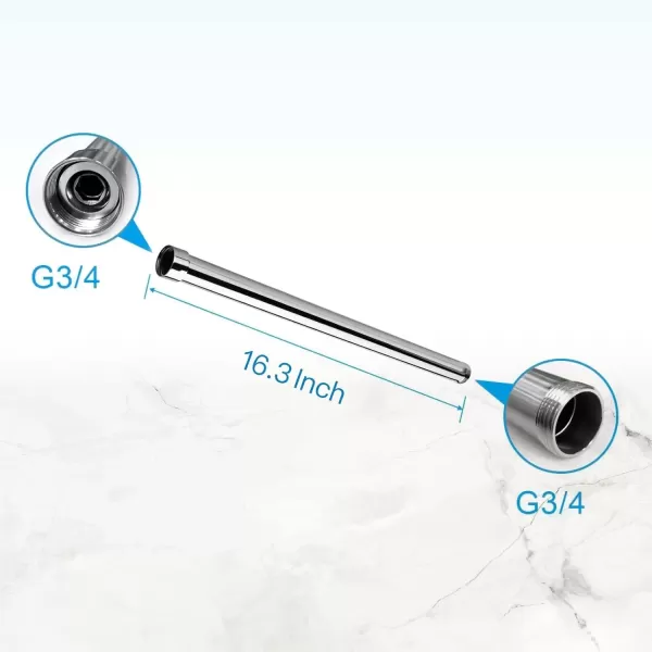 imagegotonovo G34 Shower Extension Tube Shower Extender Bar Longer Shower Pipe Add Shower Height Outdoor Polished Gold 12 InchPolished Chrome