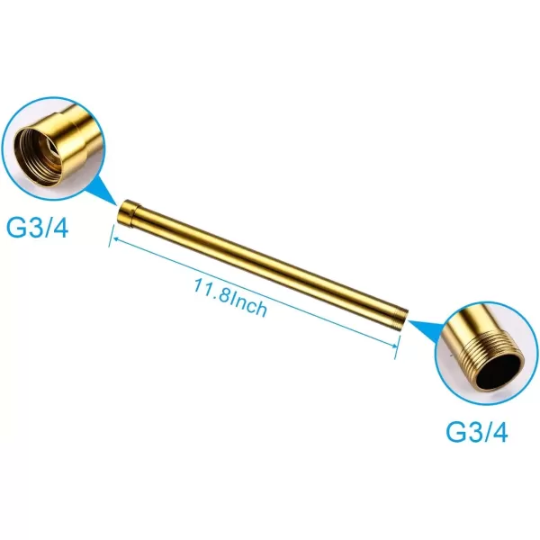 imagegotonovo G34 Shower Extension Tube Shower Extender Bar Longer Shower Pipe Add Shower Height Outdoor Polished Gold 12 InchPolished Gold