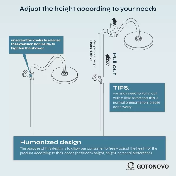 imagegotonovo Luxury Exposed Shower Faucet Set Bathroom Shower System 8 Inch Wall Mount Rainfall Shower Head with Handheld Spray Cross Double Handle Shower Fixture Adjustable Straight Rod Polish ChromeOil Rubbed Bronze