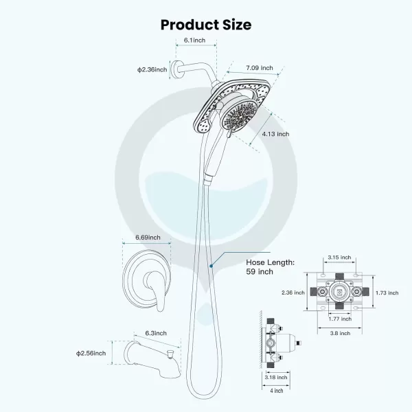 imagegotonovo Magnetic Shower Trim KitShower Faucet Set with 5Settings 2 in 1 Dual Hand Held Shower Head Magnetic Docking System Pressure Balancing Valve Included with Tub Spout Polished ChromePolished Chrome