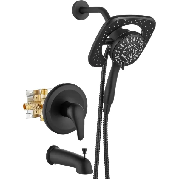 imagegotonovo Magnetic Shower Trim KitShower Faucet Set with 5Settings 2 in 1 Dual Hand Held Shower Head Magnetic Docking System Pressure Balancing Valve Included with Tub Spout Polished ChromeMatte Black