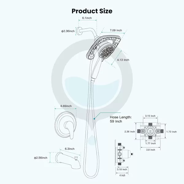 imagegotonovo Magnetic Shower Trim KitShower Faucet Set with 5Settings 2 in 1 Dual Hand Held Shower Head Magnetic Docking System Pressure Balancing Valve Included with Tub Spout Polished ChromeMatte Black
