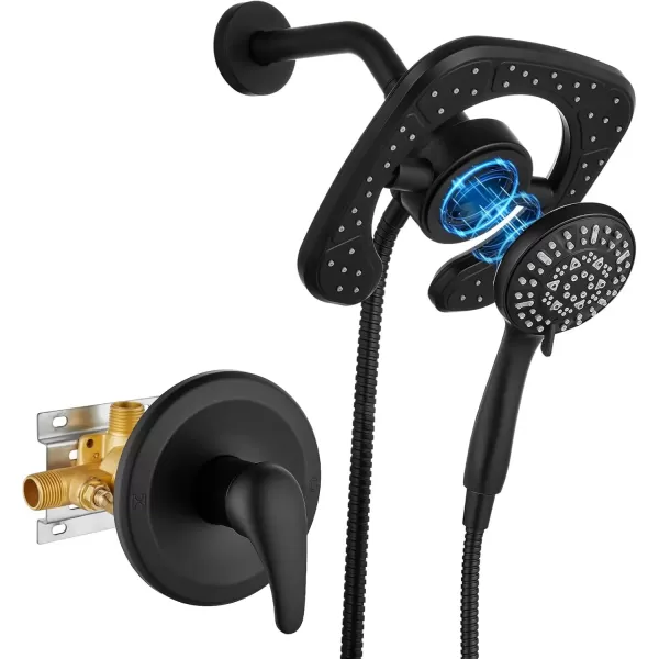 imagegotonovo Magnetic Shower Trim KitShower Faucet Set with 5Settings 2 in 1 Dual Hand Held Shower Head Magnetic Docking System Pressure Balancing Valve Included with Tub Spout Polished ChromeMatte Black