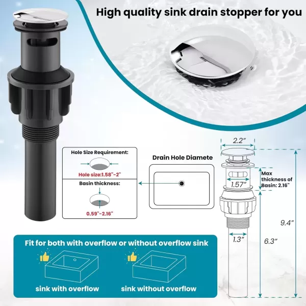 imagegotonovo Matte Black 3 Hole Bathroom Faucet 2 Cross Handles 8 Inch Widespread Bathroom Sink Faucet Deck Mount Vintage Mixer Tap with Supply Hoses and Pop Up DrainPolish Chrome
