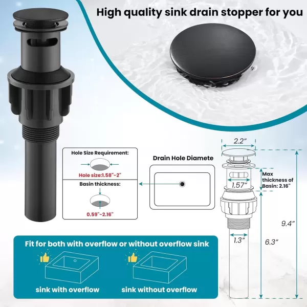 imagegotonovo Matte Black 3 Hole Bathroom Faucet 2 Cross Handles 8 Inch Widespread Bathroom Sink Faucet Deck Mount Vintage Mixer Tap with Supply Hoses and Pop Up DrainOil Rubbed Bronze