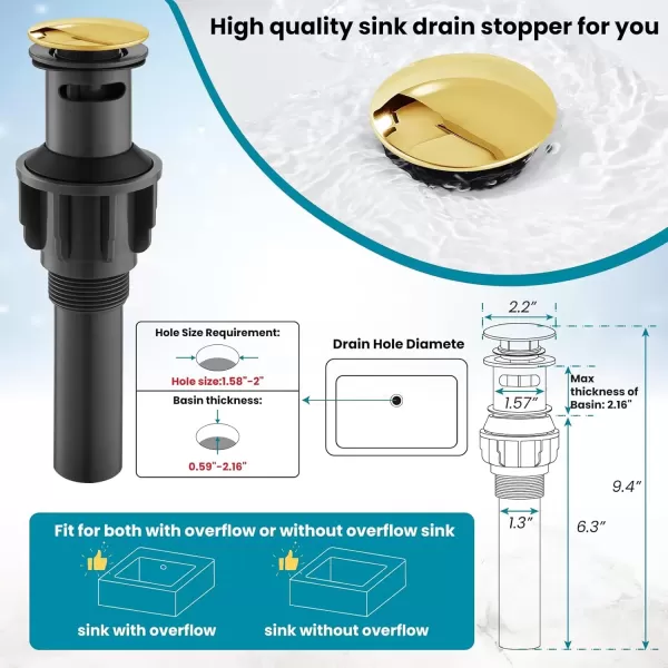 imagegotonovo Matte Black 3 Hole Bathroom Faucet 2 Cross Handles 8 Inch Widespread Bathroom Sink Faucet Deck Mount Vintage Mixer Tap with Supply Hoses and Pop Up DrainPolish Gold