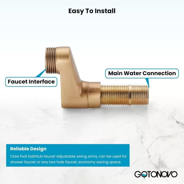 imagegotonovo Matte Black Clawfoot Tub 338 Inch Wall Mount Adapter Bathtub Kitchen Faucet Adjustable Swing Arms Commercial Utility 1 PairAntique Brass