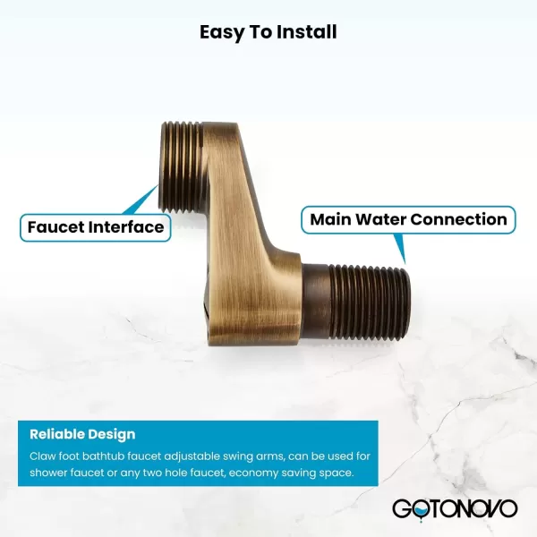 imagegotonovo Matte Black Clawfoot Tub 338 Inch Wall Mount Adapter Bathtub Kitchen Faucet Adjustable Swing Arms Commercial Utility 1 PairAntique Brass