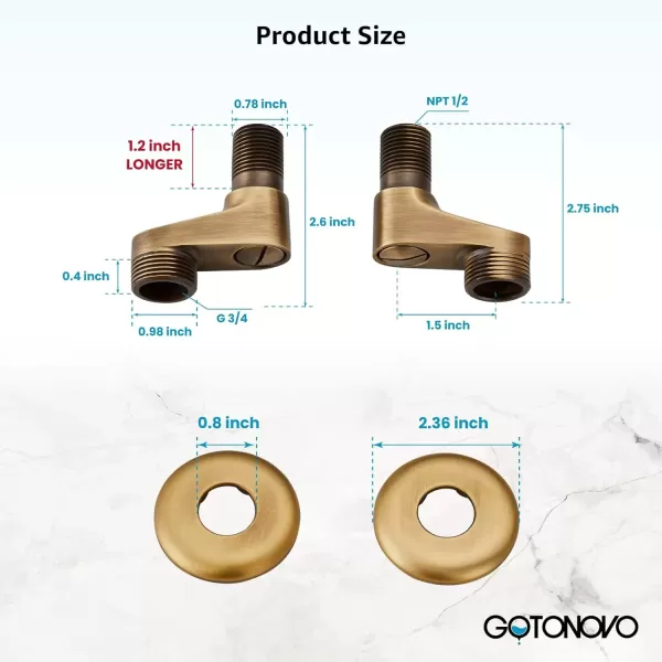 imagegotonovo Matte Black Clawfoot Tub 338 Inch Wall Mount Adapter Bathtub Kitchen Faucet Adjustable Swing Arms Commercial Utility 1 PairAntique Brass