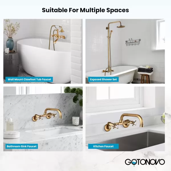 imagegotonovo Matte Black Clawfoot Tub 338 Inch Wall Mount Adapter Bathtub Kitchen Faucet Adjustable Swing Arms Commercial Utility 1 PairAntique Brass