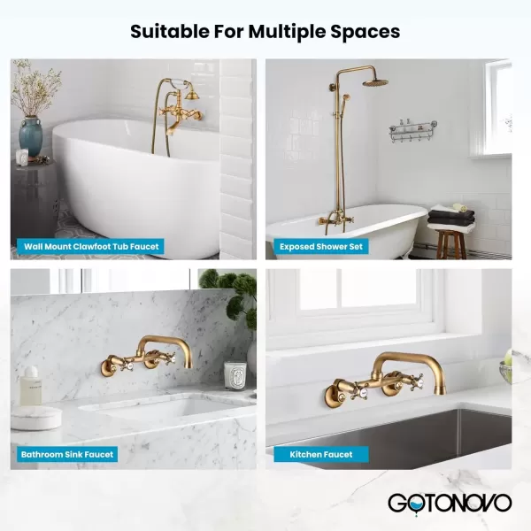 imagegotonovo Matte Black Clawfoot Tub 338 Inch Wall Mount Adapter Bathtub Kitchen Faucet Adjustable Swing Arms Commercial Utility 1 PairAntique Brass