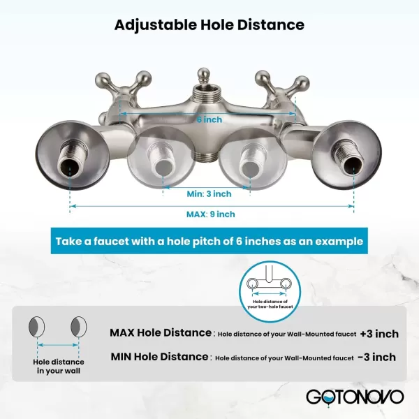 imagegotonovo Matte Black Clawfoot Tub 338 Inch Wall Mount Adapter Bathtub Kitchen Faucet Adjustable Swing Arms Commercial Utility 1 PairBrushed Nickel