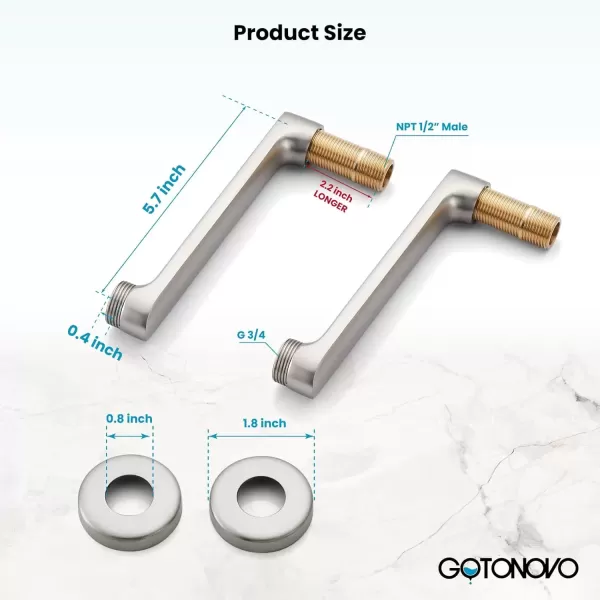 imagegotonovo Matte Black Clawfoot Tub 338 Inch Wall Mount Adapter Bathtub Kitchen Faucet Adjustable Swing Arms Commercial Utility 1 PairBrushed Nickel