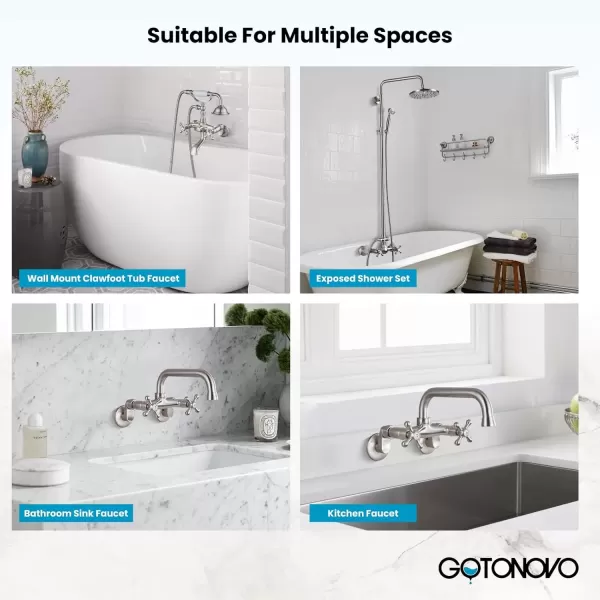 imagegotonovo Matte Black Clawfoot Tub 338 Inch Wall Mount Adapter Bathtub Kitchen Faucet Adjustable Swing Arms Commercial Utility 1 PairBrushed Nickel