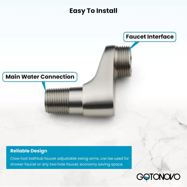 imagegotonovo Matte Black Clawfoot Tub 338 Inch Wall Mount Adapter Bathtub Kitchen Faucet Adjustable Swing Arms Commercial Utility 1 PairBrushed Nickel