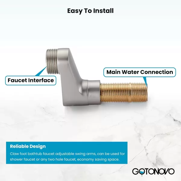 imagegotonovo Matte Black Clawfoot Tub 338 Inch Wall Mount Adapter Bathtub Kitchen Faucet Adjustable Swing Arms Commercial Utility 1 PairBrushed Nickel