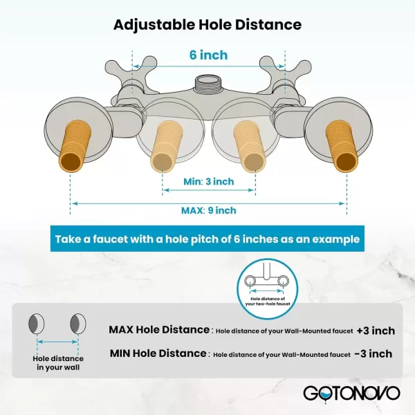 imagegotonovo Matte Black Clawfoot Tub 338 Inch Wall Mount Adapter Bathtub Kitchen Faucet Adjustable Swing Arms Commercial Utility 1 PairBrushed Nickel