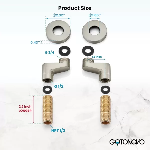 imagegotonovo Matte Black Clawfoot Tub 338 Inch Wall Mount Adapter Bathtub Kitchen Faucet Adjustable Swing Arms Commercial Utility 1 PairBrushed Nickel
