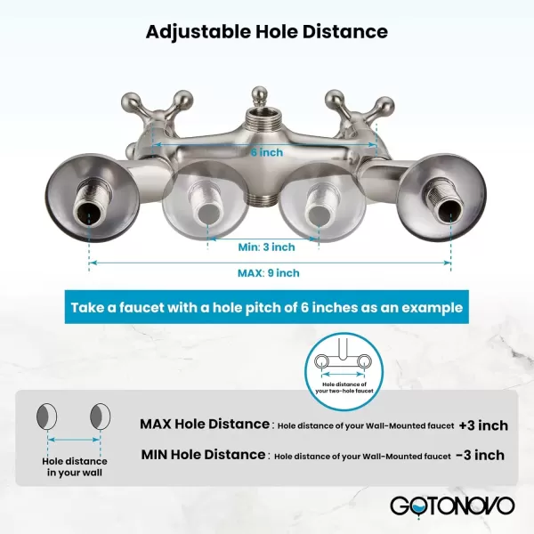 imagegotonovo Matte Black Clawfoot Tub 338 Inch Wall Mount Adapter Bathtub Kitchen Faucet Adjustable Swing Arms Commercial Utility 1 PairBrushed Nickel