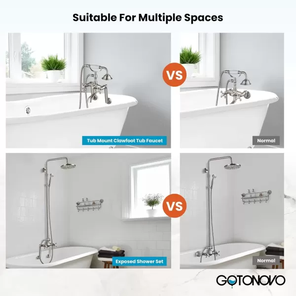 imagegotonovo Matte Black Clawfoot Tub 338 Inch Wall Mount Adapter Bathtub Kitchen Faucet Adjustable Swing Arms Commercial Utility 1 PairBrushed Nickel