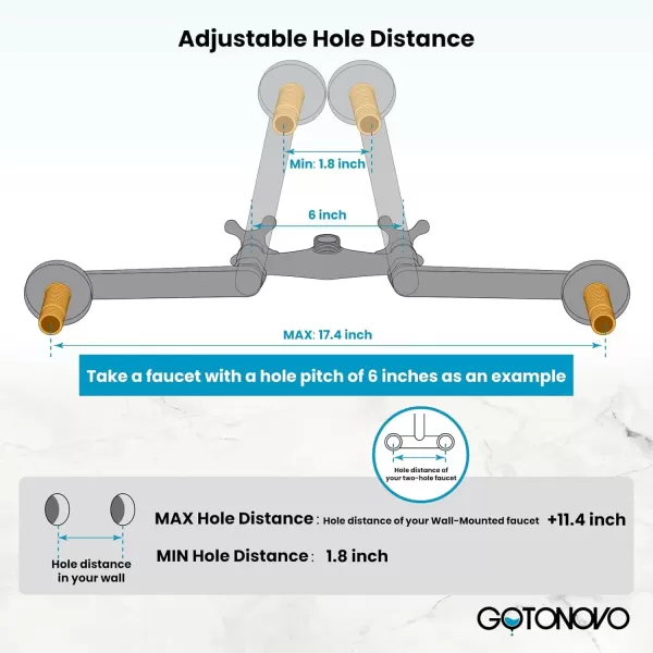 imagegotonovo Matte Black Clawfoot Tub 338 Inch Wall Mount Adapter Bathtub Kitchen Faucet Adjustable Swing Arms Commercial Utility 1 PairBrushed Nickel