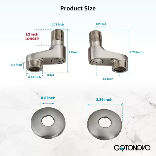 imagegotonovo Matte Black Clawfoot Tub 338 Inch Wall Mount Adapter Bathtub Kitchen Faucet Adjustable Swing Arms Commercial Utility 1 PairBrushed Nickel