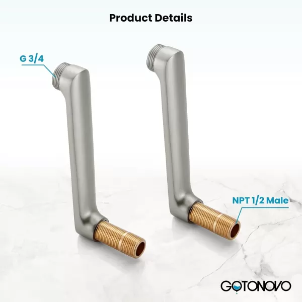 imagegotonovo Matte Black Clawfoot Tub 338 Inch Wall Mount Adapter Bathtub Kitchen Faucet Adjustable Swing Arms Commercial Utility 1 PairBrushed Nickel