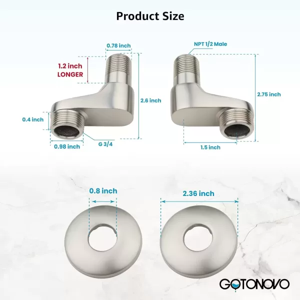 imagegotonovo Matte Black Clawfoot Tub 338 Inch Wall Mount Adapter Bathtub Kitchen Faucet Adjustable Swing Arms Commercial Utility 1 PairBrushed Nickel