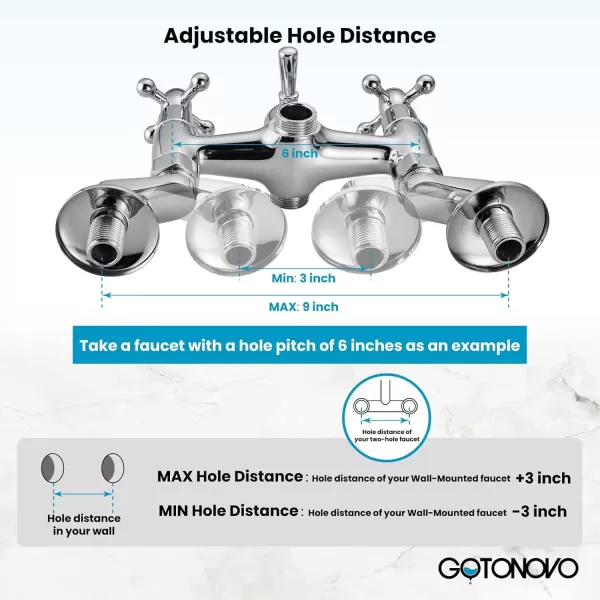 imagegotonovo Matte Black Clawfoot Tub 338 Inch Wall Mount Adapter Bathtub Kitchen Faucet Adjustable Swing Arms Commercial Utility 1 PairChrome Polished