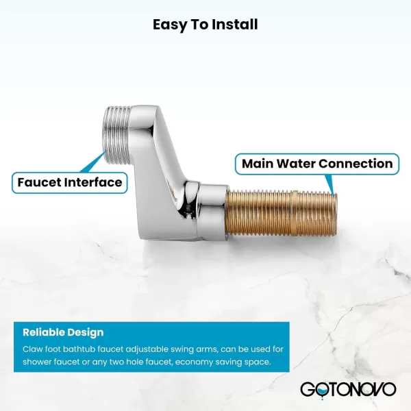 imagegotonovo Matte Black Clawfoot Tub 338 Inch Wall Mount Adapter Bathtub Kitchen Faucet Adjustable Swing Arms Commercial Utility 1 PairChrome Polished