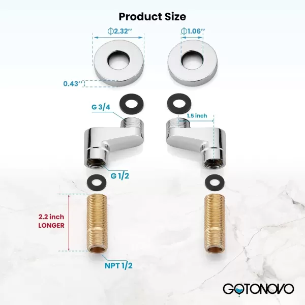 imagegotonovo Matte Black Clawfoot Tub 338 Inch Wall Mount Adapter Bathtub Kitchen Faucet Adjustable Swing Arms Commercial Utility 1 PairChrome Polished