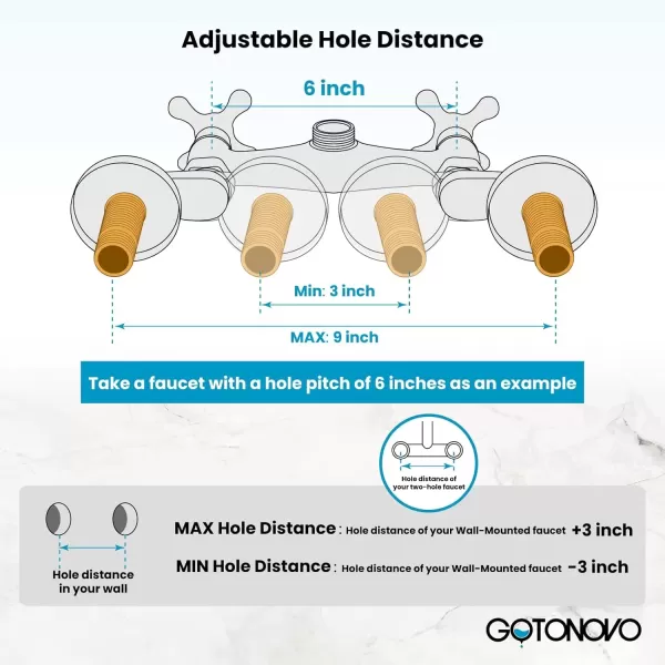 imagegotonovo Matte Black Clawfoot Tub 338 Inch Wall Mount Adapter Bathtub Kitchen Faucet Adjustable Swing Arms Commercial Utility 1 PairChrome Polished