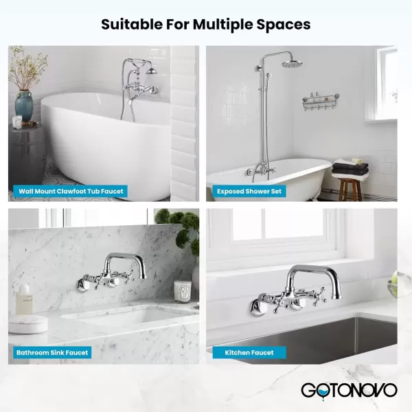 imagegotonovo Matte Black Clawfoot Tub 338 Inch Wall Mount Adapter Bathtub Kitchen Faucet Adjustable Swing Arms Commercial Utility 1 PairChrome Polished