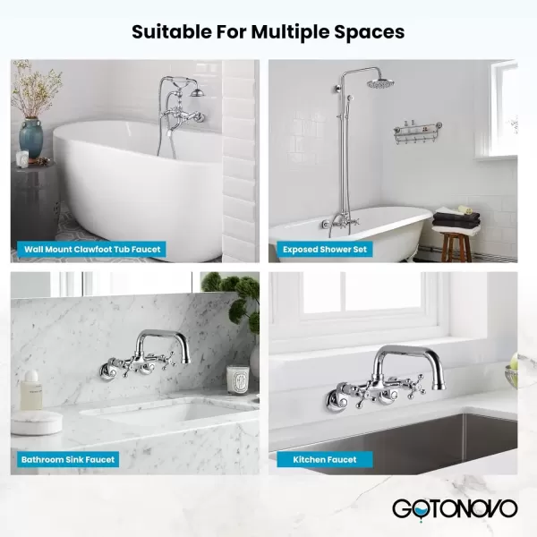 imagegotonovo Matte Black Clawfoot Tub 338 Inch Wall Mount Adapter Bathtub Kitchen Faucet Adjustable Swing Arms Commercial Utility 1 PairChrome Polished