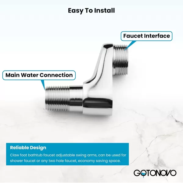 imagegotonovo Matte Black Clawfoot Tub 338 Inch Wall Mount Adapter Bathtub Kitchen Faucet Adjustable Swing Arms Commercial Utility 1 PairChrome Polished