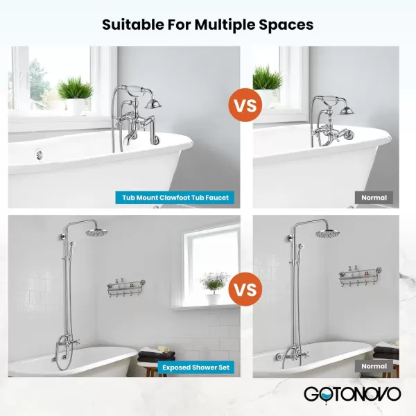 imagegotonovo Matte Black Clawfoot Tub 338 Inch Wall Mount Adapter Bathtub Kitchen Faucet Adjustable Swing Arms Commercial Utility 1 PairChrome Polished